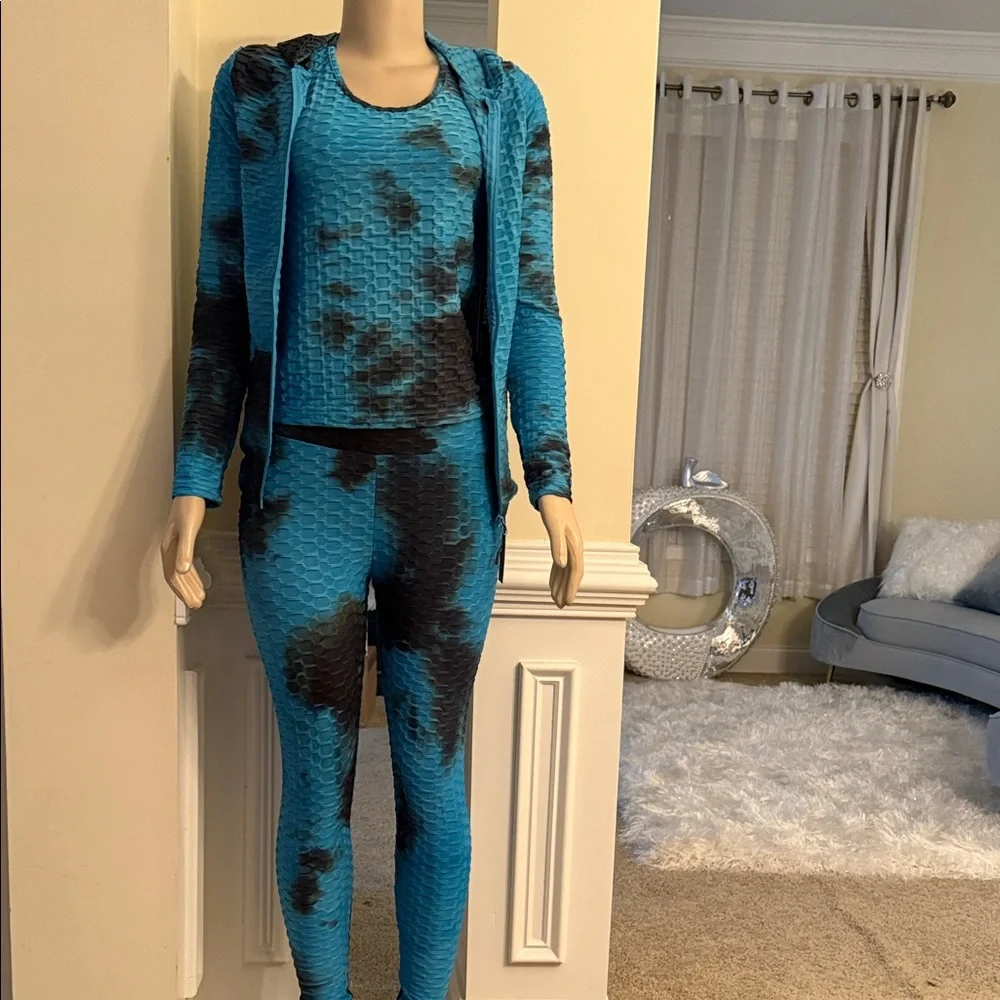 New Mix 3 piece Blue and Black Leggings Set - Picture 1 of 8